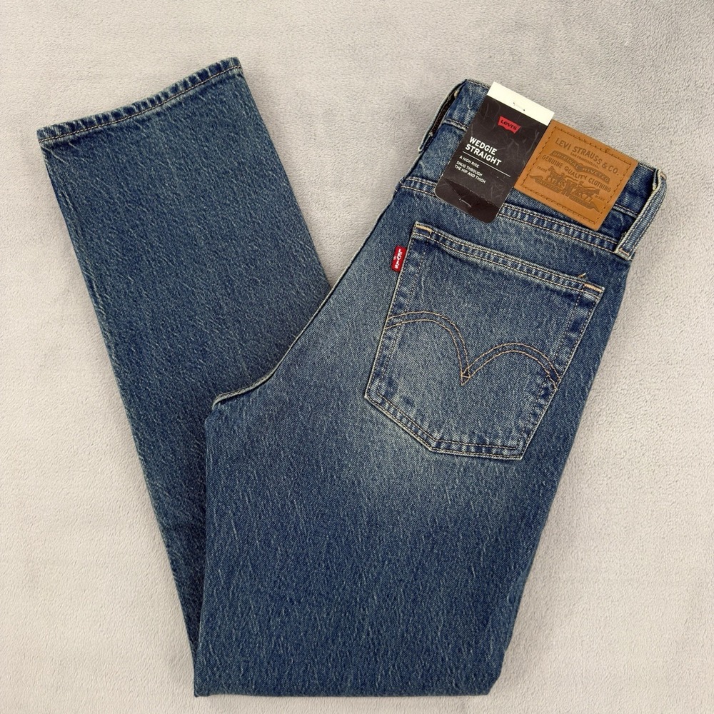 Levi's Premium Jeans Women's W26 L28 Blue Wedgie Straight High Rise Denim NWT